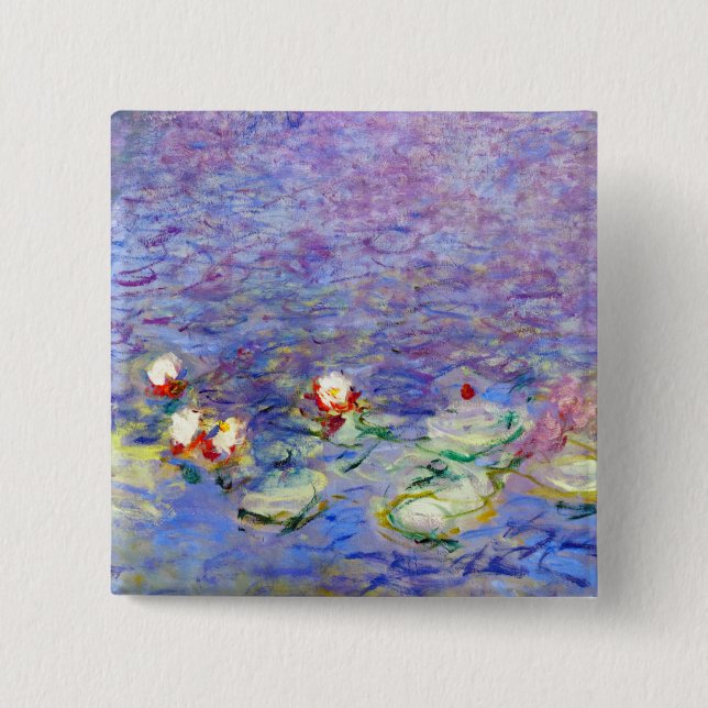 Claude Monet - Water Lilies 2 Inch Square Button (Front)