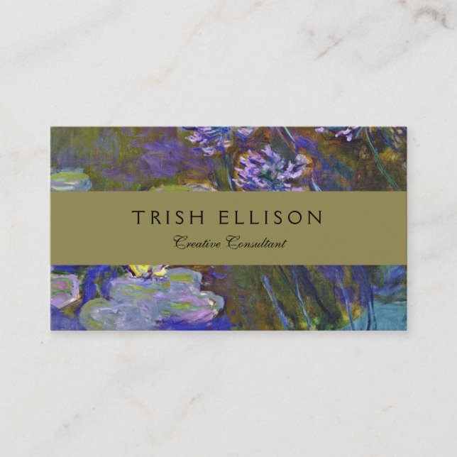 Claude Monet Water Lilies Agapanthus Business Card (Front)