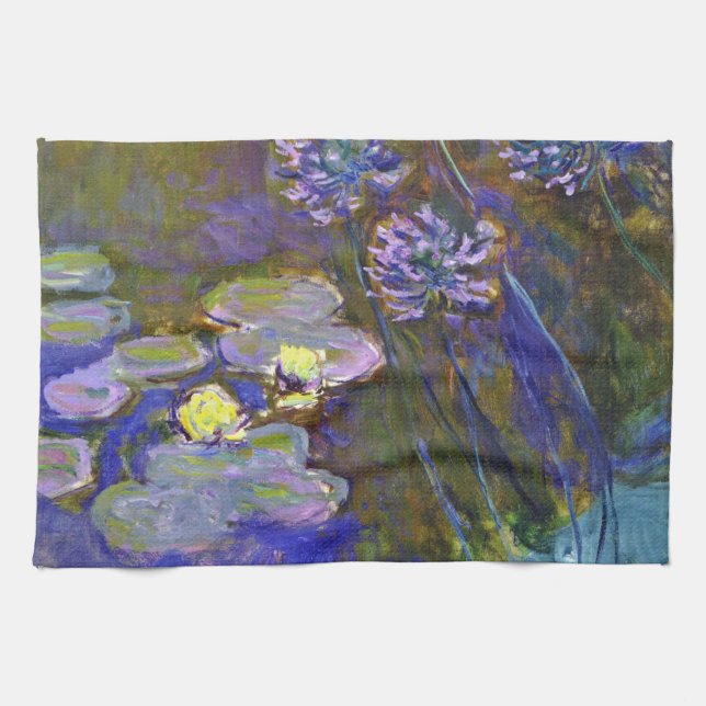 Claude Monet Water Lilies Agapanthus Kitchen Towel (Horizontal)