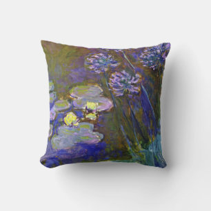 Claude Monet Water Lilies Agapanthus Throw Pillow