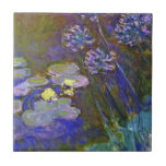 Claude Monet Water Lilies Agapanthus Tile<br><div class="desc">Claude Monet's Water Lilies and Agapanthus - Claude Monet's Water Lilies and Agapanthus is a wonderful impressionistic painting by one of the master flower artists of all time. The water garden is alive with colour and emotion, as the purple Agapanthus flow up from their blue and green stems. The water...</div>