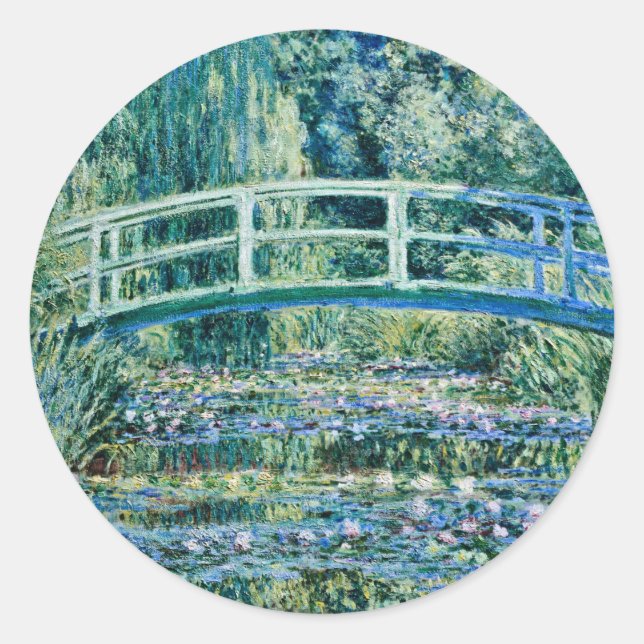 Claude Monet - Water Lilies And Japanese Bridge Classic Round Sticker (Front)