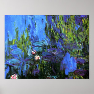 Claude Monet: Water-Lilies, blue indigo Poster