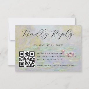 Claude Monet Water Lilies Fine Art Wedding RSVP Card