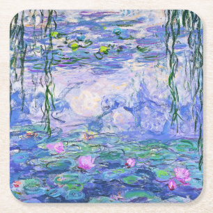 Claude Monet Water Lilies French Impressionist Art Square Paper Coaster