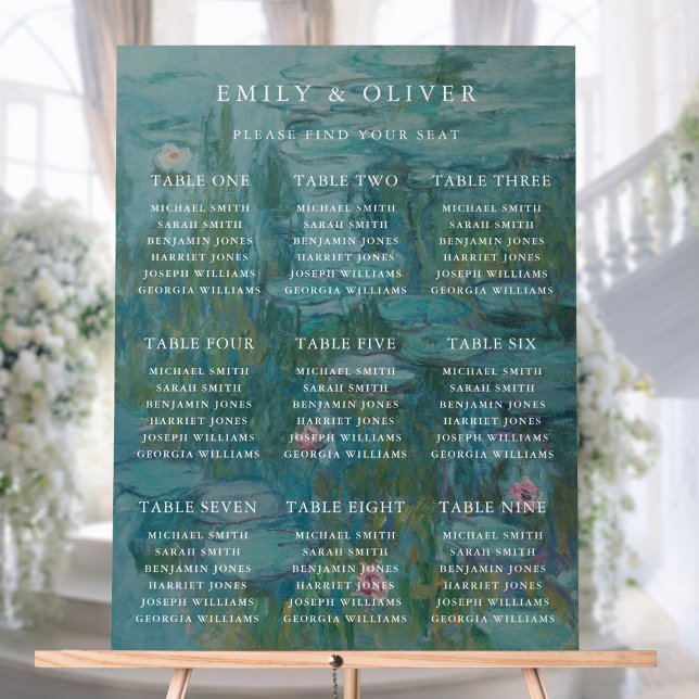 Claude Monet Water Lilies Mariage Seating Chart (Créateur téléchargé)