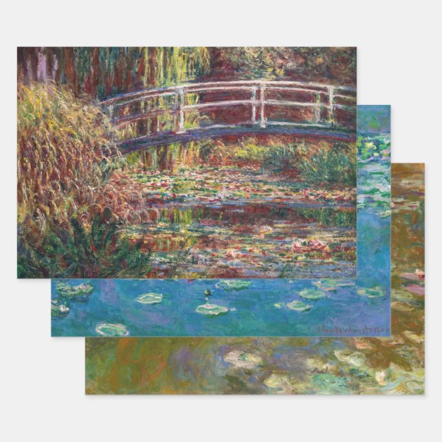 Claude Monet - Water Lilies Masterpieces Selection Wrapping Paper Sheet (Set)