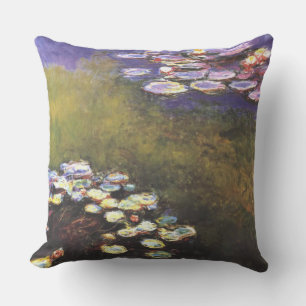 Claude Monet, Water Lilies, on Green and Purple Throw Pillow