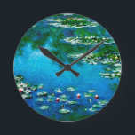 Claude Monet-Water-Lilies Round Clock<br><div class="desc">Water-Lilies made in 1906,  is one of Claude Monet’s most famous paintings.An elegant round wall clock with intensities of blue, green and yellow for Impressionism lovers and everyone who appreciates real fine art.</div>