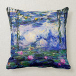 Claude Monet-Water-Lilies Throw Pillow<br><div class="desc">Fine art masterpiece by Claude Monet (1840 - 1926) featuring his popular landscape painting Water-Lilies based on varieties of blue, green and purple.It makes an elegant pillow for fans of Claude Monet.</div>