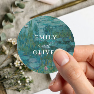 Claude Monet Water Lilies Wedding Classic Round Sticker