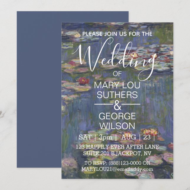 Claude Monet Water Lilies Wedding Invitation (Front/Back)