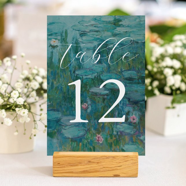 Claude Monet Water Lilies Wedding Table Number (Creator Uploaded)