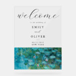 Claude Monet Water Lilies Welcome Wedding Acrylic Sign<br><div class="desc">Elegant modern acrylic wedding welcome sign featuring Claude Monet Water Lilies painting.</div>