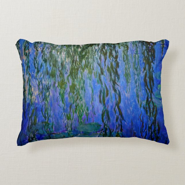 Claude Monet - Water Lilies with weeping willow Accent Pillow (Front)