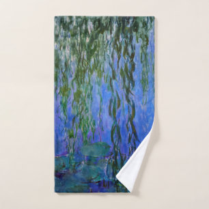 Claude Monet - Water Lilies with weeping willow Bath Towel Set