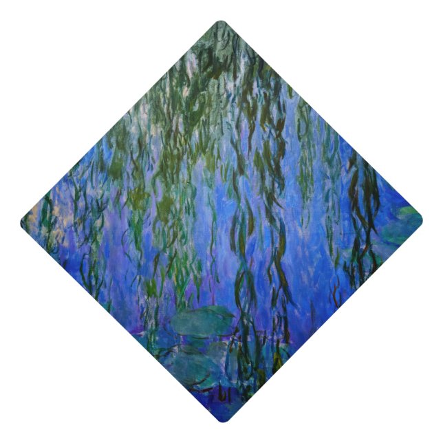 Claude Monet - Water Lilies with weeping willow Graduation Cap Topper (Front)