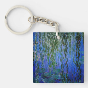 Claude Monet - Water Lilies with weeping willow Keychain