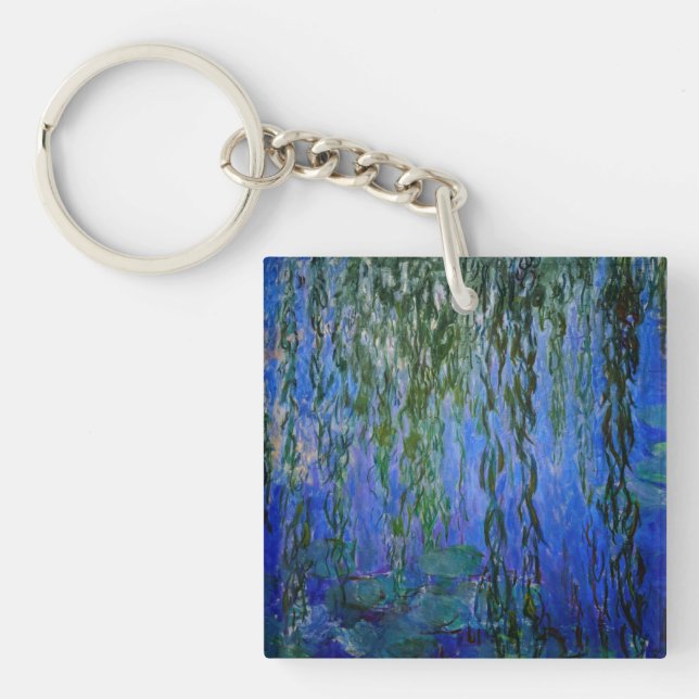 Claude Monet - Water Lilies with weeping willow Keychain (Front)