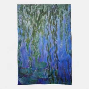 Claude Monet - Water Lilies with weeping willow Kitchen Towel