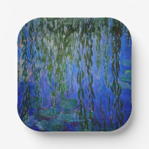 Claude Monet - Water Lilies with weeping willow Paper Plate