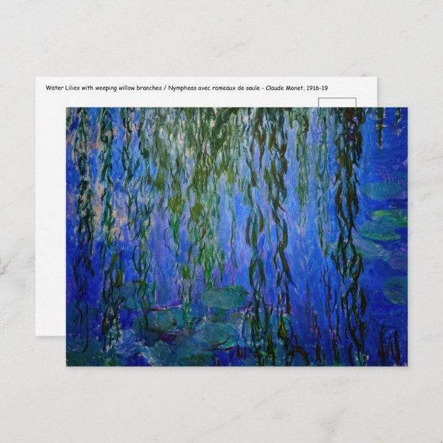 Claude Monet - Water Lilies with weeping willow Postcard (Front/Back)
