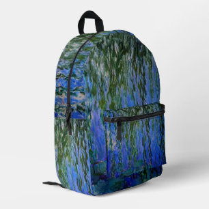 Claude Monet - Water Lilies with weeping willow Printed Backpack
