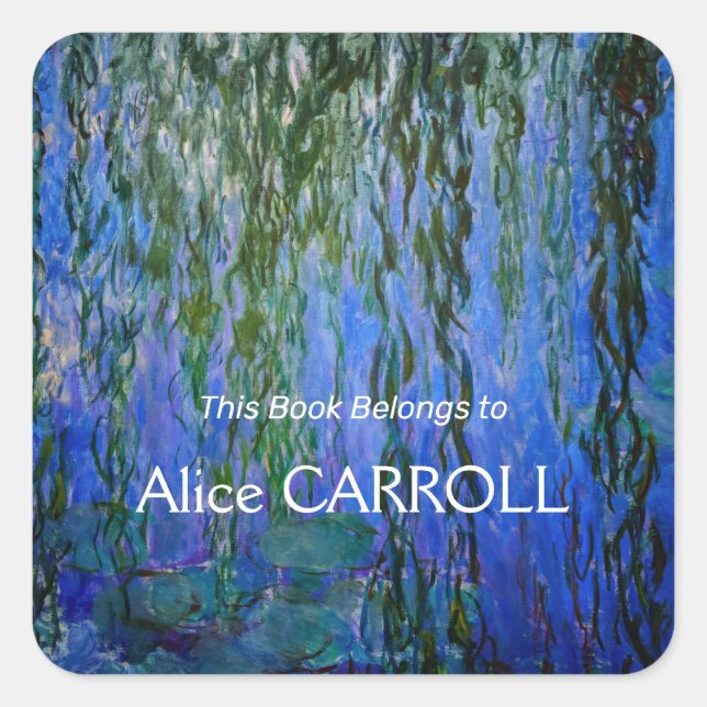 Claude Monet - Water Lilies with weeping willow Square Sticker (Front)
