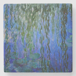 Claude Monet - Water Lilies with weeping willow Stone Coaster