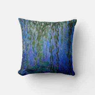 Claude Monet - Water Lilies with weeping willow Throw Pillow