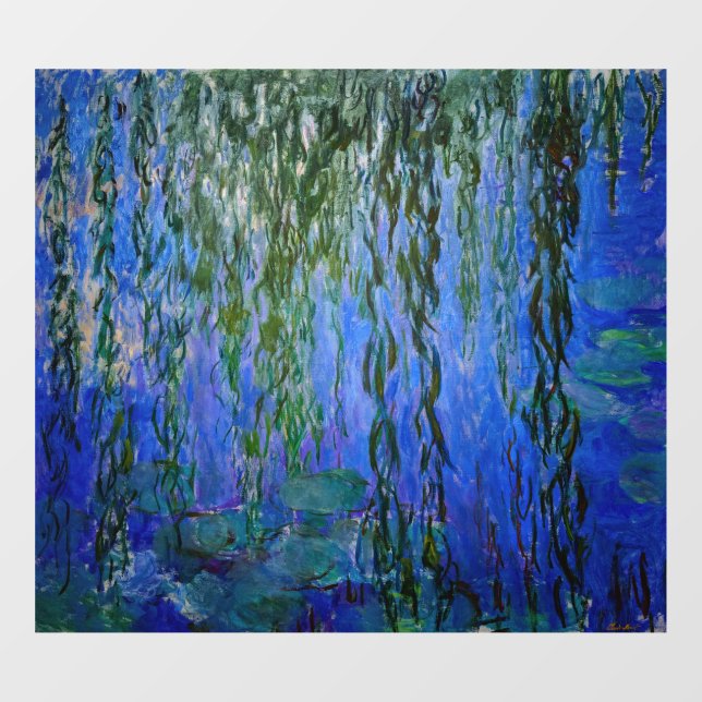 Claude Monet - Water Lilies with weeping willow Window Cling (Sheet)