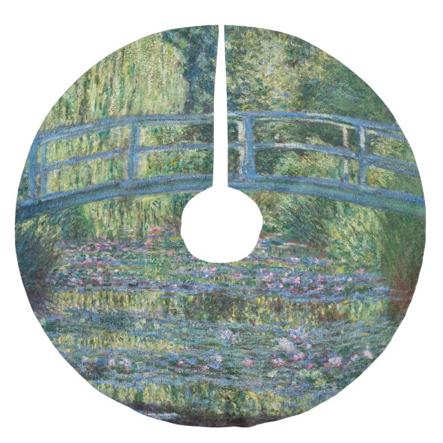 Claude Monet - Water Lily pond, Green Harmony Brushed Polyester Tree Skirt (Front)