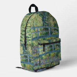 Claude Monet - Water Lily pond, Green Harmony Printed Backpack