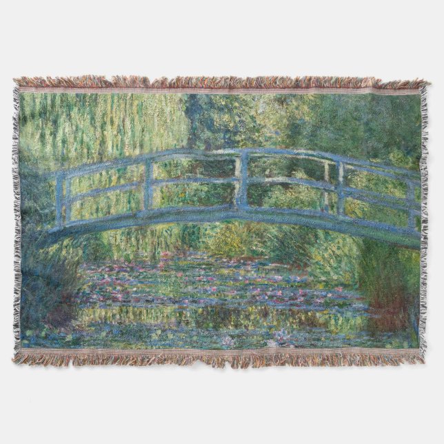 Claude Monet - Water Lily pond, Green Harmony Throw Blanket (Front)