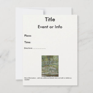 Claude Monet Water Lily Pond (Japanese Footbridge) Invitation