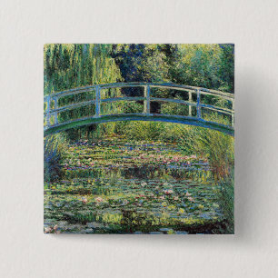 Claude Monet - Water Lily Pond & Japanesese Bridge 2 Inch Square Button