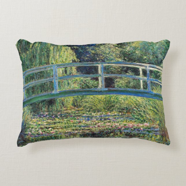 Claude Monet - Water Lily Pond & Japanesese Bridge Accent Pillow (Front)