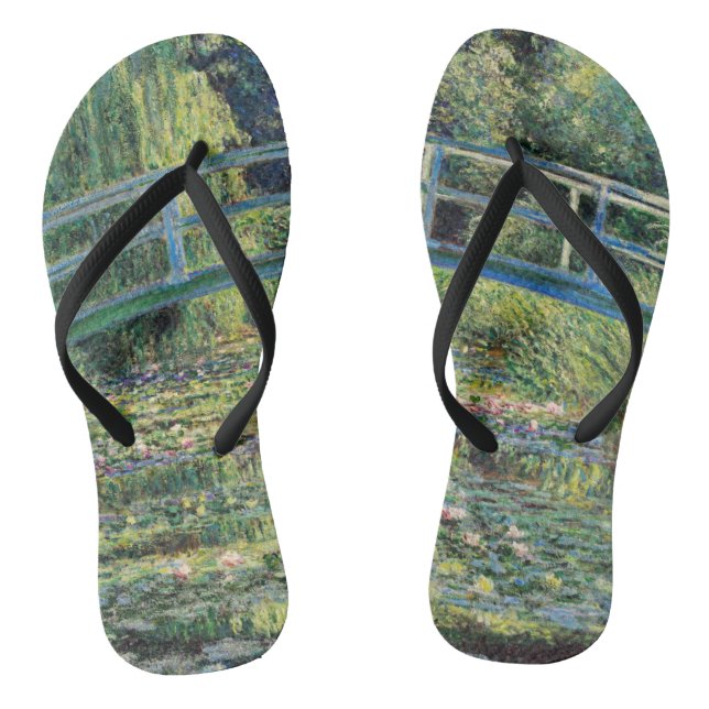 Claude Monet - Water Lily Pond & Japanesese Bridge Flip Flops (Footbed)