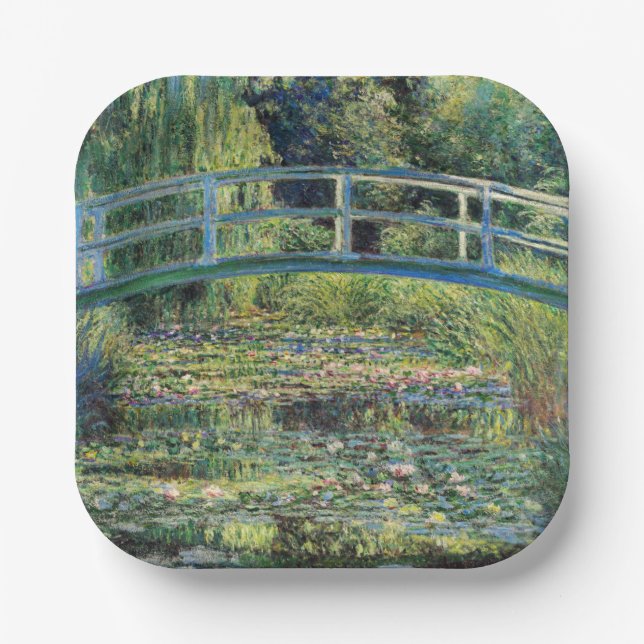 Claude Monet - Water Lily Pond & Japanesese Bridge Paper Plate (Front)