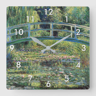 Claude Monet - Water Lily Pond & Japanesese Bridge Square Wall Clock
