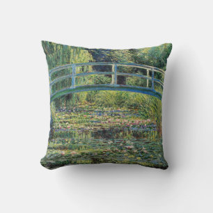 Claude Monet - Water Lily Pond & Japanesese Bridge Throw Pillow
