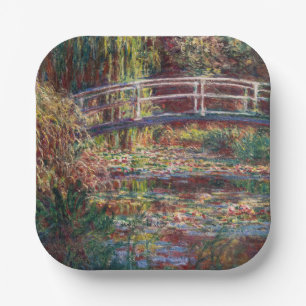 Claude Monet - Water Lily pond, Pink Harmony Paper Plate