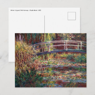 Claude Monet - Water Lily pond, Pink Harmony Postcard