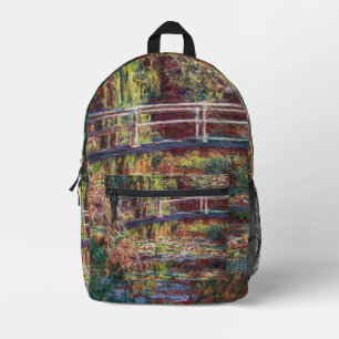 Claude Monet - Water Lily pond, Pink Harmony Printed Backpack