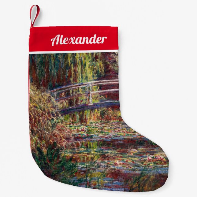 Claude Monet - Water Lily pond, Pink Harmony Small Christmas Stocking (Front)