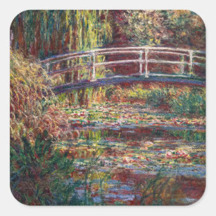 Claude Monet - Water Lily pond, Pink Harmony Square Sticker