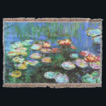 Claude Monet Water Lily Pond Throw Blanket<br><div class="desc">Water Lilies, c. 1916, is one of a series of over two hundred water lily flower paintings by French Impressionism artist Claude Monet painting them at his garden pond beginning in the early 1900's. At that time, he constructed his flower garden with the intent to use it as inspiration to...</div>