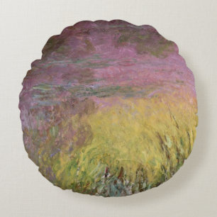 Claude Monet Waterlilies at Sunset Round Pillow