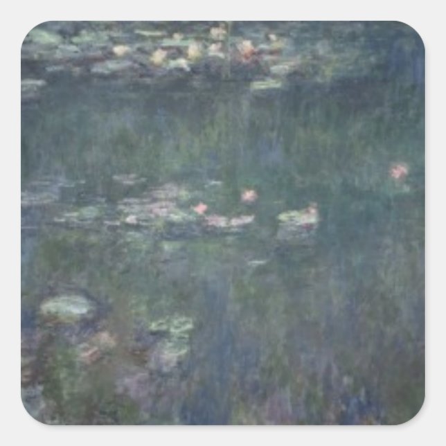 Claude Monet | Waterlilies: Green Reflections Square Sticker (Front)