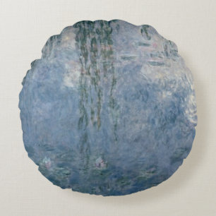 Claude Monet Waterlilies: Weeping Willows, 1914 Round Pillow